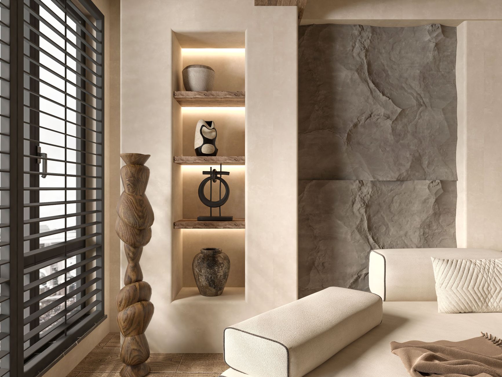 Warm luxury modern Egyptian living room interior